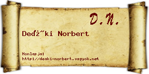 Deáki Norbert névjegykártya